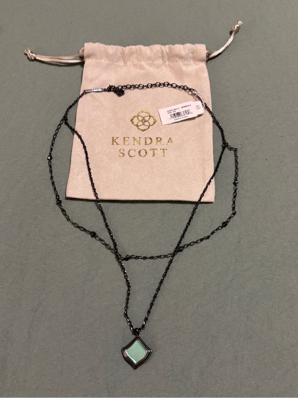 Kendra Scott Kacey Multi Strand Necklace in Gunmetal Gray Diachronic Glass